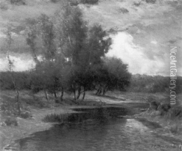 Willows/landscape With Meandering River Oil Painting - Frank Charles Peyraud
