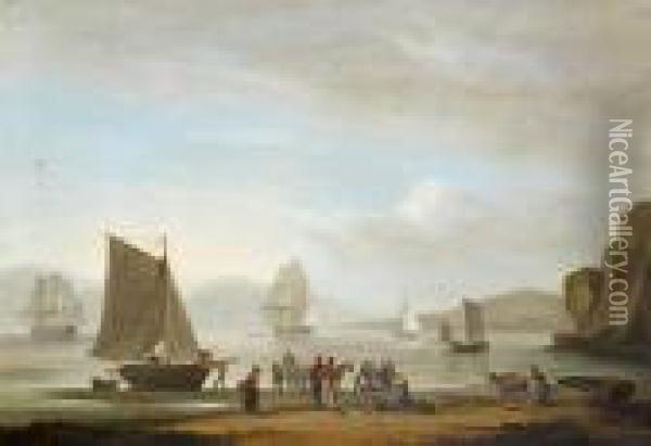 Sorting The Catch Oil Painting - Thomas Luny