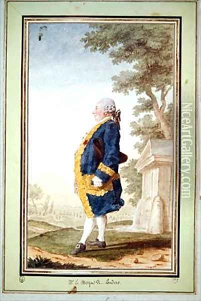Le Marquis de Poudeux Oil Painting - Louis Carrogis Carmontelle