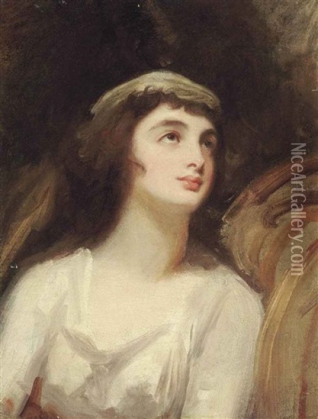 Portrait Of A Lady, Bust-length Oil Painting - George Romney