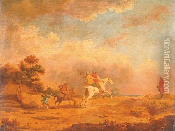 A Race Between A Horse And A Donkey With An Onlooker And A Goader Oil Painting - William Sawrey Gilpin