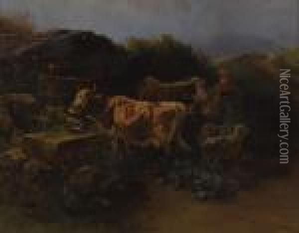 Cows Watering Oil Painting - Anton Mauve