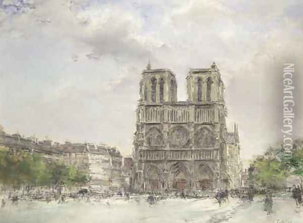 Notre Dame Oil Painting - Pierre Jacques Pelletier