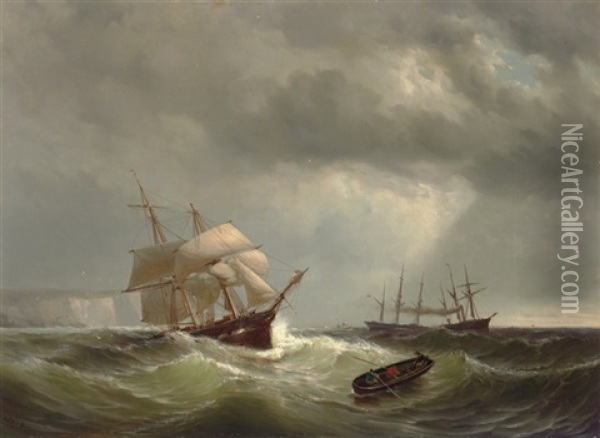 Merchant Shipping Off Dover Oil Painting - Mauritz Frederick Hendrick de Haas