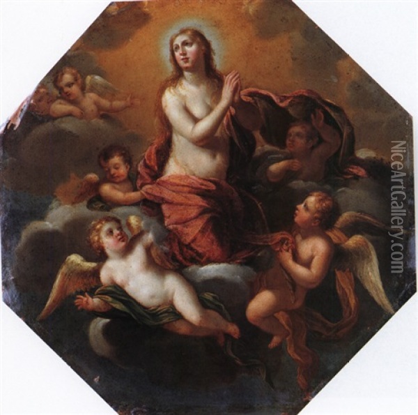 Himmelfahrt Der Magdalena Oil Painting - Francesco Albani