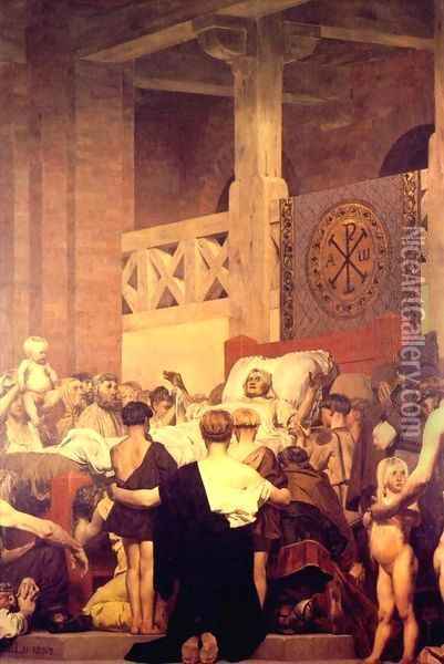 Death of Saint Genevieve (center panel) Oil Painting - Jean-Paul Laurens