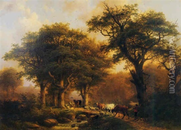 Pastoral Landscape Oil Painting - Johann Bernard Klombeck