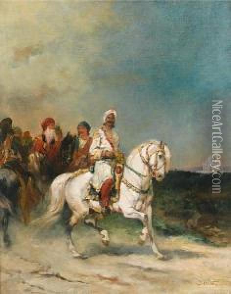 A Maharaja On A White Horse Oil Painting - James Alexander Walker