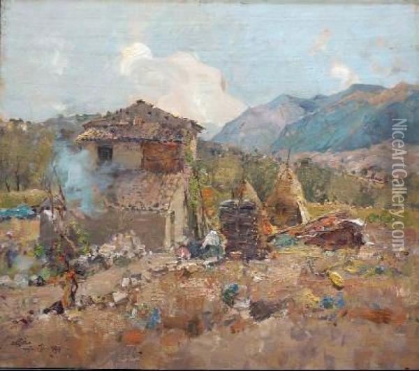 Casolare Rustico Oil Painting - Giuseppe Casciaro