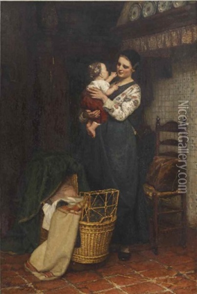 A Mother's Joy Oil Painting - Albert Johan (Jan) Neuhuys