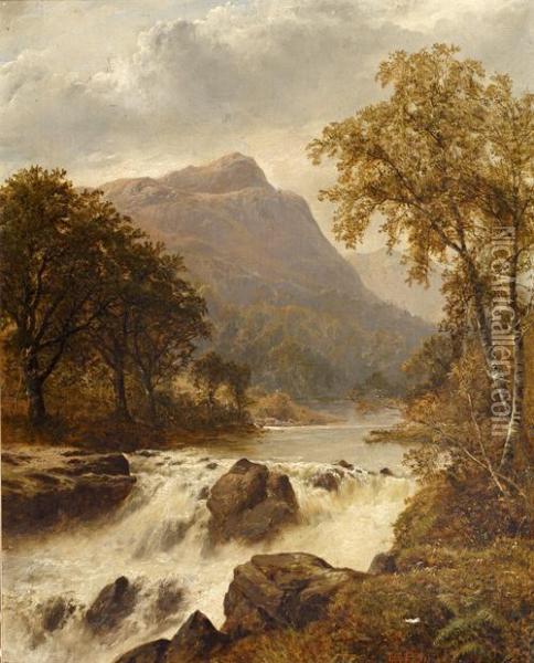 Welsh Mountainous River Landscapes Oil Painting - Thomas Stanley Barber