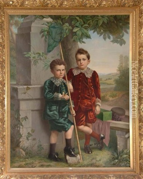 Portraits De Paul Et Joseph De Brabandere Oil Painting - Frans Anseele
