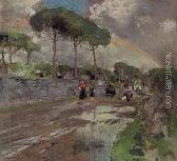 L'arcobaleno, Ischia Oil Painting - Giuseppe Casciaro
