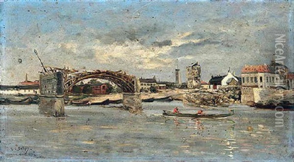 Un Pont A Asnieres Oil Painting - Hippolyte Camille Delpy