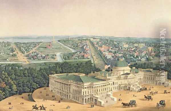View of Washington, pub. by E. Sachse & Co., 1852 Oil Painting - Edward Sachse