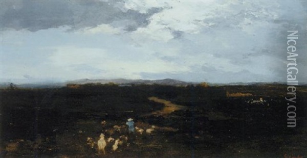 Paysage Au Crepuscle Oil Painting - Gustave Courbet