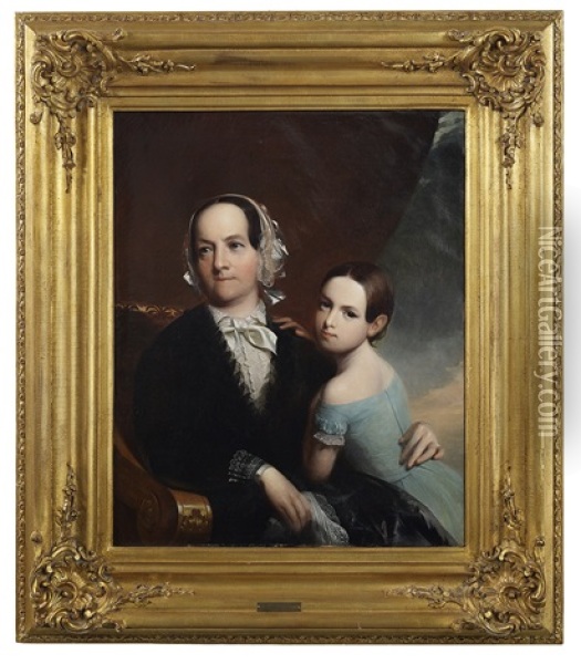 Portrait Of Mrs. Negus (1789-1879) With Her Granddaughter Sarah Negus (1840-1915) Oil Painting - John Neagle