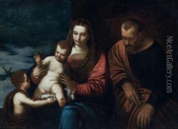 La Sainte Famille Avec Saint Jean-baptiste Enfant Oil Painting - (Alessandro) Padovanino (Varotari)