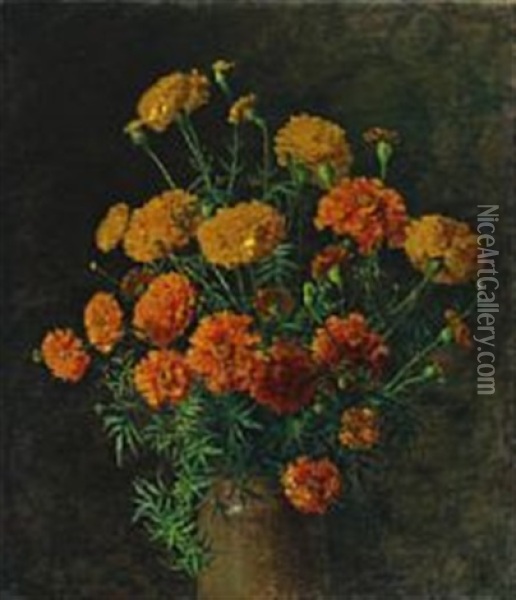 A Bouquet Of Flowers Oil Painting - Johannes Cathrine Krebs