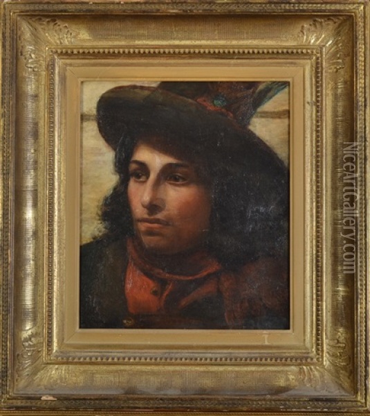 Portrait Of A Young Italian Man Oil Painting - Anna Louisa Robinson Swynnerton