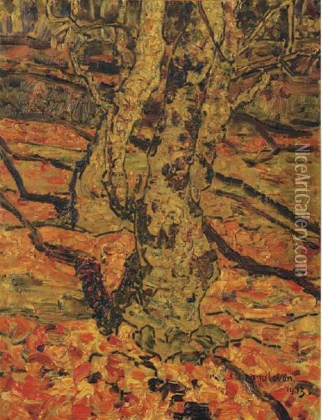Trees In Autumn Oil Painting - Jan Adam Zandleven