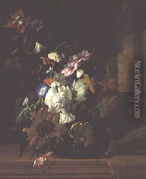 Vase of Flowers, 1689 Oil Painting - Rachel Ruysch