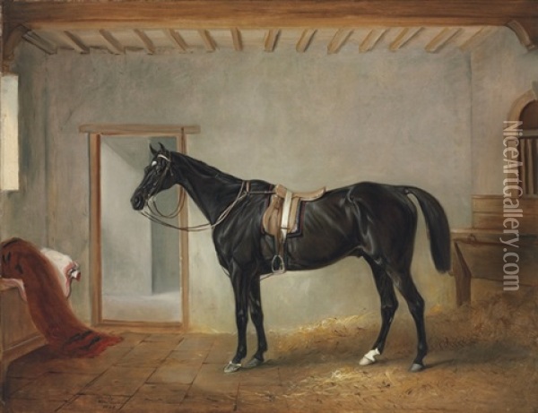 Soldier Boy In A Stable Oil Painting - John E. Ferneley