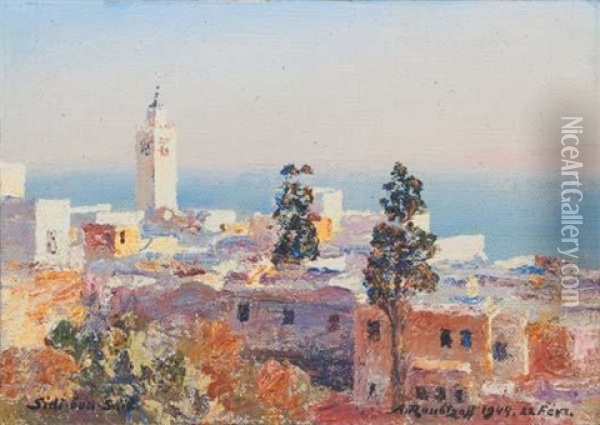Le Minaret A Sidi Bou Said Oil Painting - Alexandre Roubtzoff