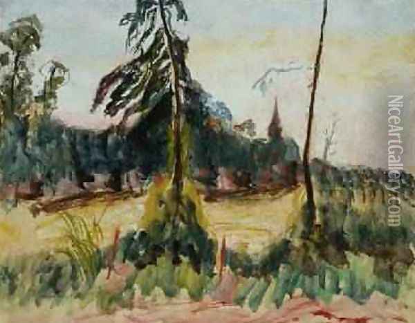 Landscape with Trees and a Small Church Oil Painting - Roderic O'Conor