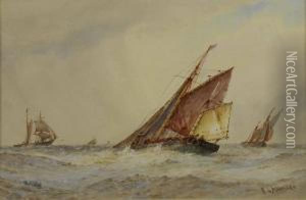 Shipping In A Breeze Oil Painting - Frederick James Aldridge