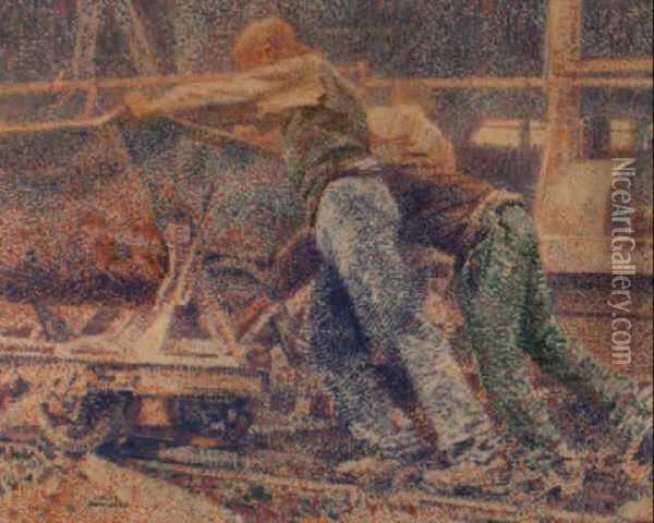 Travailleurs Oil Painting - Franz (Bernard) Gailliard