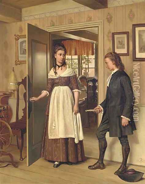 The Letter Oil Painting - Carl Christian Frederik Jacob Thomsen