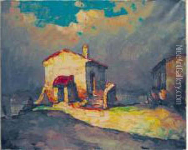 La Maison Du Pecheur. Cap D'antibes, Juillet 47 Oil Painting - Louis Pastour