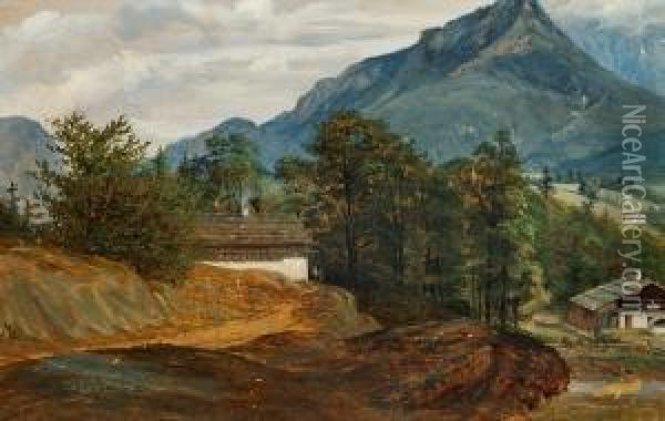 Landscape From Tyrol Oil Painting - Frederik Sodring