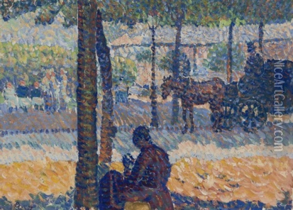 Sur Les Champs-elysees Oil Painting - Louis Hayet