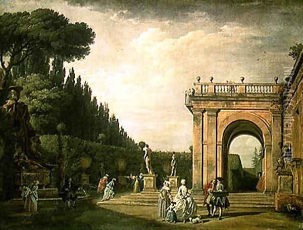 The Gardens of the Villa Ludovisi, Rome, 1749 Oil Painting - Claude-joseph Vernet