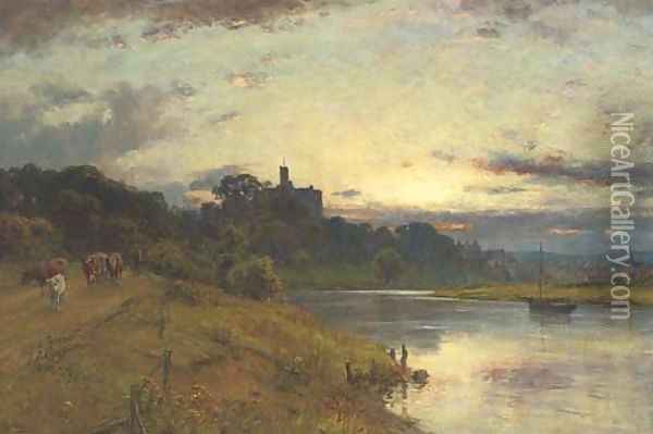 Warkworth Castle, Northumberland Oil Painting - Ernest Albert Waterlow
