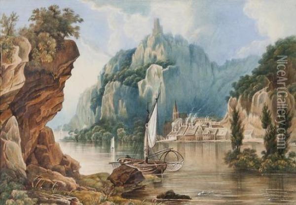 Salmon Fishery On The Rhine Oil Painting - Christian Georg Schuttz II