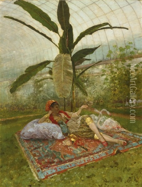 Dans La Serre (indolence) Oil Painting - Giovanni Battista Filosa