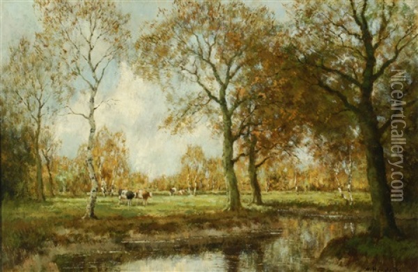 Cattle In A Sunny Meadow Oil Painting - Willem Hendriks