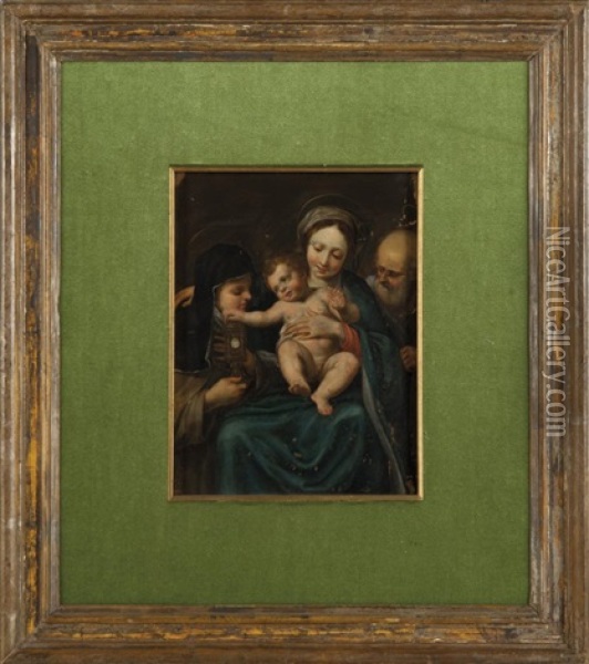 Sacra Famiglia Oil Painting - Giacomo Cavedone