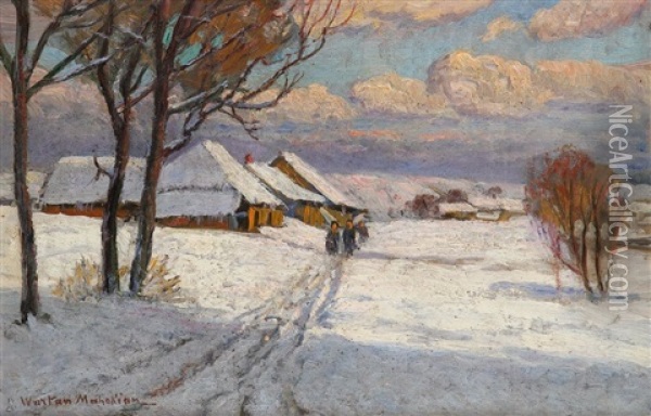 Winter In Russland Oil Painting - Vartan Makokian