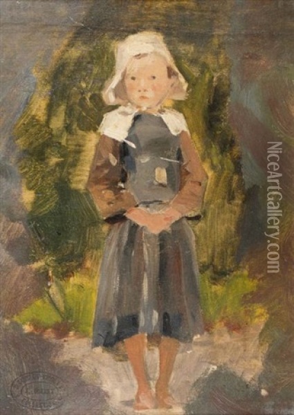 Petite Fille Bretonne Oil Painting - Jules Cheret
