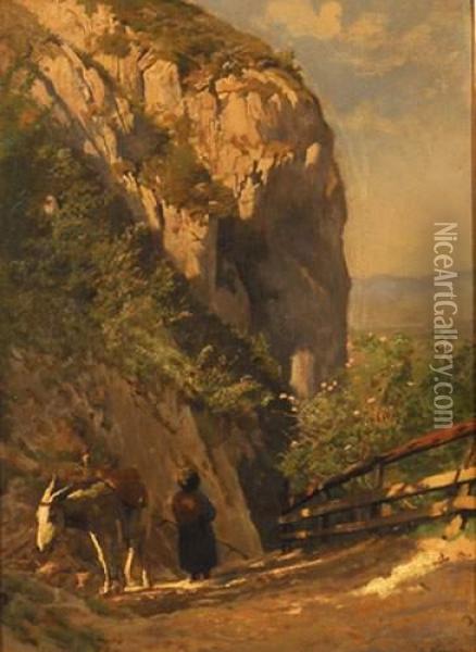 Lugardon, ,enfant Au Mulet Oil Painting - Albert Lugardon