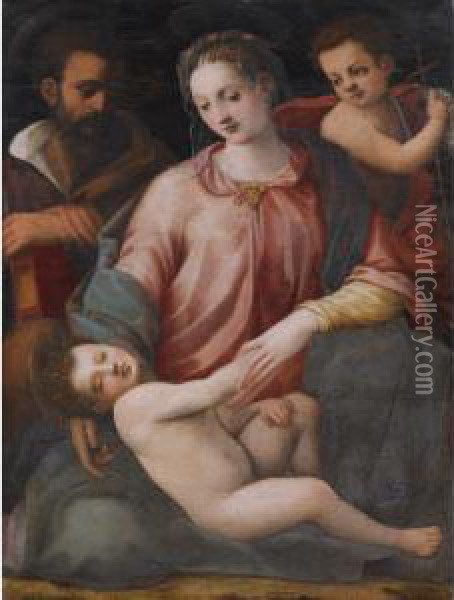 The Holy Family With The Infant Saint John The Baptist Oil Painting - Michele di Ridolfo del Ghirlandaio (see Tosini)