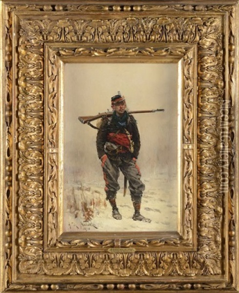 Garde Mobile En 1870 Oil Painting - Alphonse Marie de Neuville
