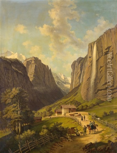 Lauterbrunnental Oil Painting - Hubert Sattler