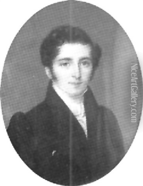 A Gentleman With Short Curling Dark Hair, Wearing A Black Coat And Waistcoat Oil Painting - Pierre Edouard Gautier dagoty