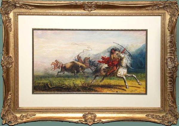 Buffalo Hunt Oil Painting - Alfred Jacob Miller