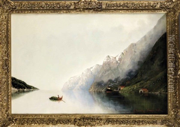 Fjordansicht Oil Painting - Georg Anton Rasmussen